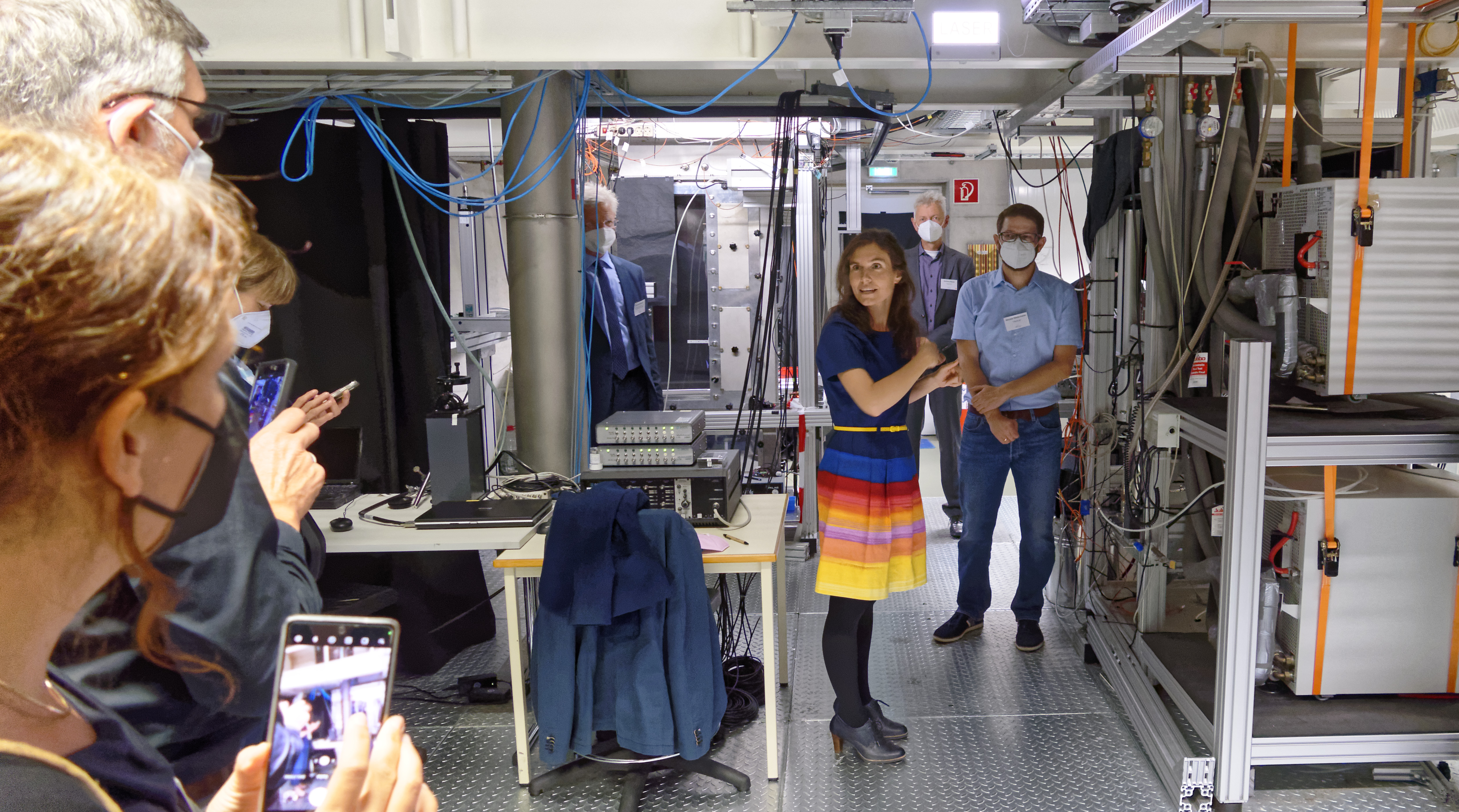 Mira Pöhlker explained the simulation chamber LACIS-T of TROPOS during the tour to ACTRIS facilities.